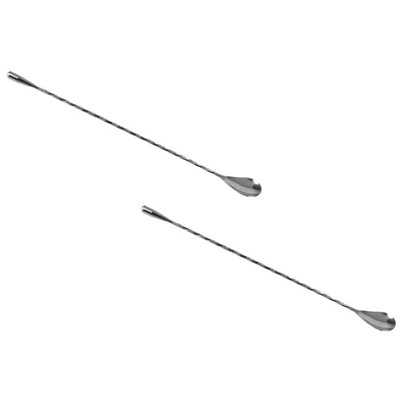 Oleegame Ensemble de Couverts en Acier Inoxydable 2 Pcs Cuillère en Acier Inoxydable Cuillère à Cocktail 12 Pouces Cuillère à Cocktail Filetée Cuillère de Bar Cuisine, Salle à Manger & Bar Argent