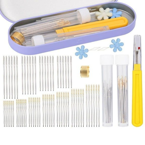 HONCLL Large Eye Embroidery Needle with Case for Hand Sewing, Clothes Repair