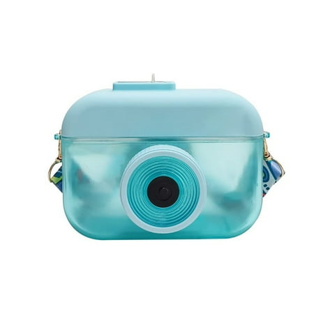 

Camera Water with Straw and Adjustable Shoulder Strap Portable Outdoor Sports Water Cup -Blue