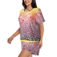 thumbnail image 2 of Fuzoiu Leopard Skins And Heads Print Women's Short-Sleeved Pajama Set,Lounge Sleepwear Set,Womens Pajama Sets 2 Piece,Button-Up Top and Shorts with Pockets-Small, 2 of 7