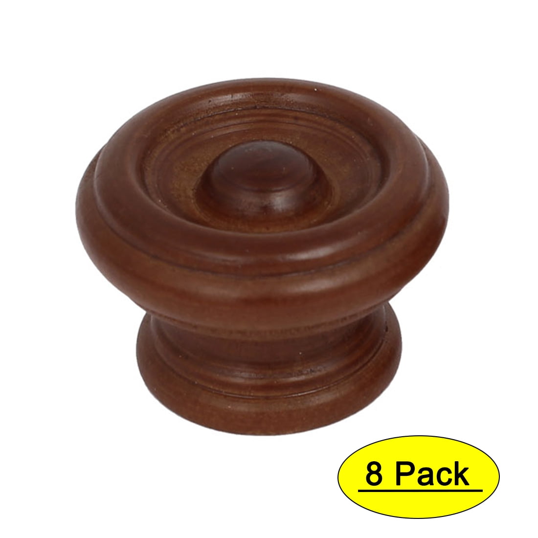 Unique Bargains Cabinet Drawer Single Hole Wooden Pull Knobs Handles Red Brown 37mmx25mm 8pcs