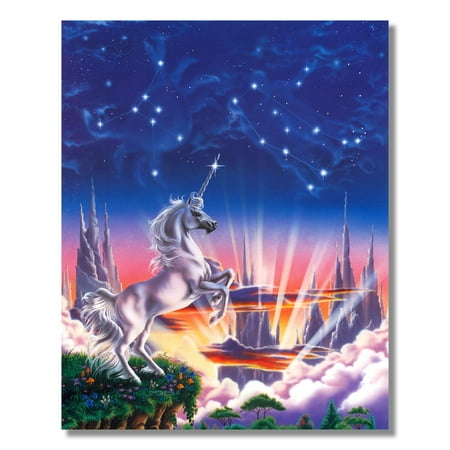 Hildebrandt Fantasy Art - White Magical Unicorn Edge Fantasy Wall Picture 8x10 Art Print