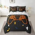 thumbnail image 2 of Erosebridal Game Console Bed in a Bag Queen Size,Geometric Geometry Pattern Bed Set,Orange Black Bedding Queen Size For Boys,Super Cozy Bedroom Decor Reversible,7 Pieces, 2 of 7