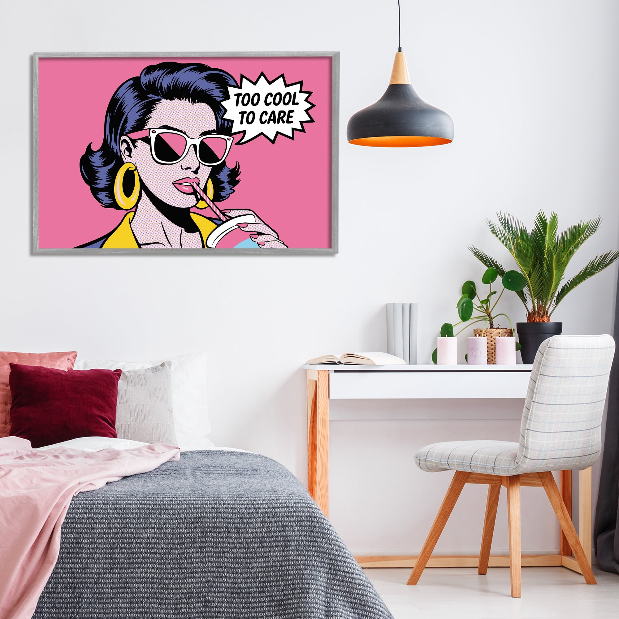 Stupell Industries Too Cool To Care Iconic Gray Framed Giclee Art, design by Andreas Magnusson