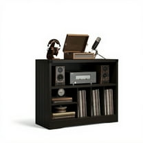 Garvee Record Player Stand, with Vinyl Storage Cabinet, 31.5 x 13.8 x 27.5", Black