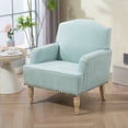 thumbnail image 3 of Jopath Modern Accent Chair, Small Fabric Club Chair with Retro Wooden Legs & Nailhead Trim,Upholstered Armchair Lounge Chair for Bedroom Living Room Single Sofa, Blue, 3 of 7