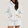 thumbnail image 2 of YOTMKGDO Lounge Sets for Women Shorts for Women Women's Solid Color Long Sleeve Drawstring Pocket Hooded Sweater Shorts Set, Sizes S-XXL, 2 of 9