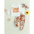 thumbnail image 2 of Wassery 3PCS Newborn Baby Girl Outfits Long Sleeve Letter Print Sweatshirt Tops Floral Print Bell Bottoms Headband 6 12 18 24 Months Infant Fall Clothes, 2 of 9