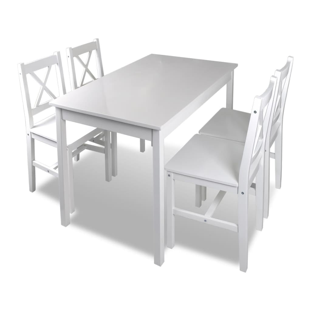 Kepooman Kitchen Wood Rectangle Dining Table Set with 4 High Back Chairs, Set of 5, White Kepooman Kitchen Wood Rectangle Dining Table Set with 4 High Back Chairs, Set of 5, White
