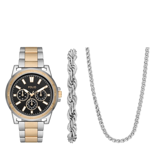 Conjunto de reloj Folio en dos tonos dorado y plateado Para caballero