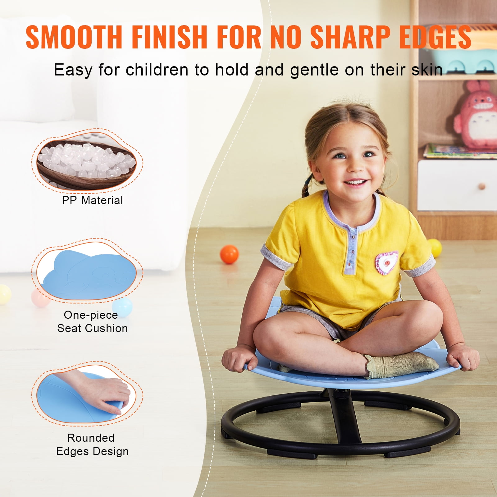 KFFKFF Children's Rotating Chair, Supports 220 lbs, Offers 360-Degree Rotation, Designed as a Sensory Toy for Children with Autism, Features a Sturdy, Idea Gift for Kids, Non-Slip Base