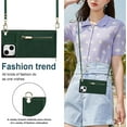 thumbnail image 4 of Crossbody Wallet Case for iPhone 15, PU Leather Zipper Handbag Purse Flip Cover with Kickstand Case for iPhone 15 ZP Green, 4 of 18