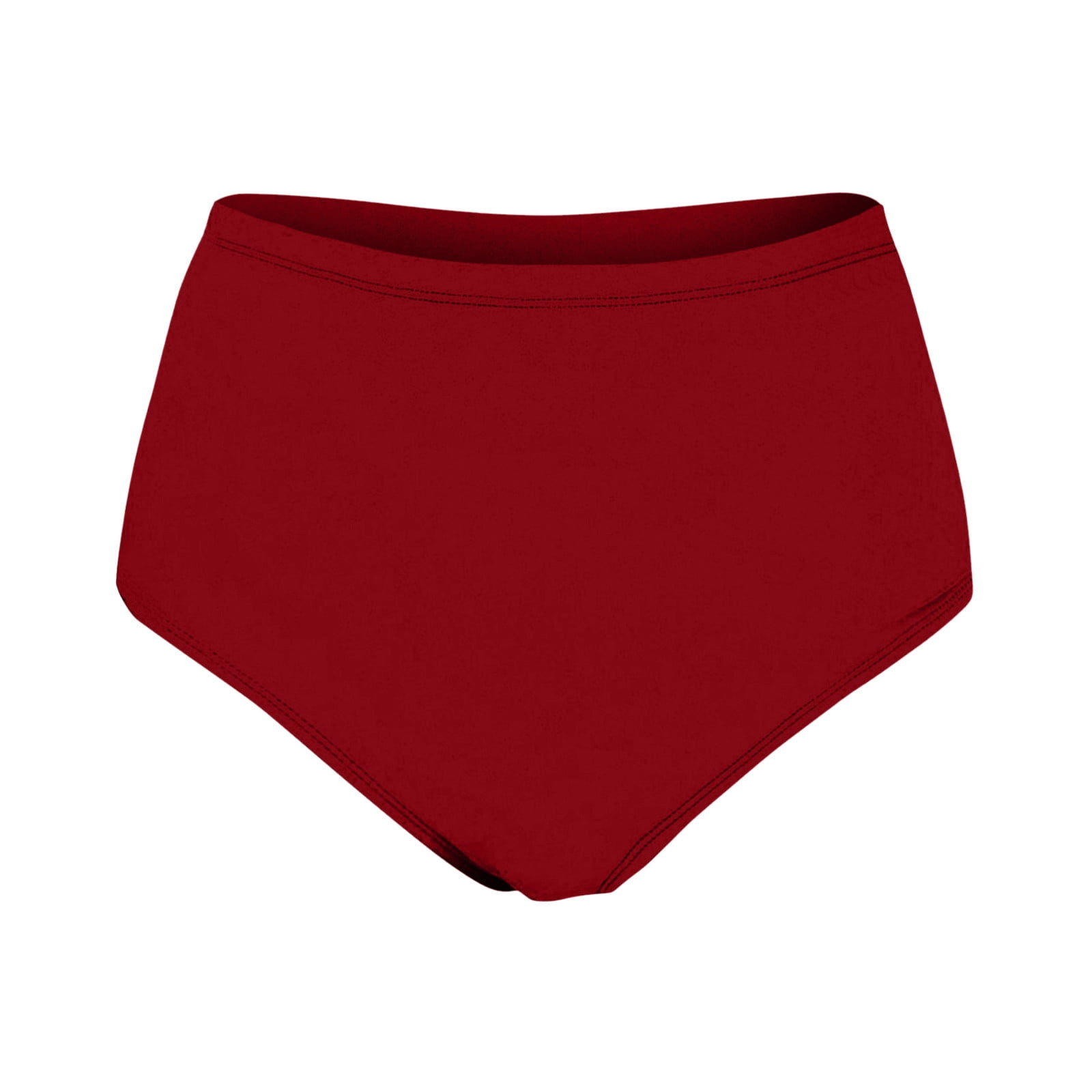 MIASHUI Women's Proof High Waisted Bikini Bottoms Full Coverage Swimsuit For Swim Red,L