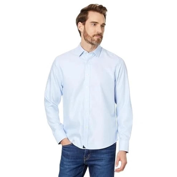 UNTUCKit Men's Wrinkle-Free Burke Shirt, Light Blue Size Large
