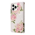 thumbnail image 2 of SaniMore for iPhone 14 Pro 6.1" 2022 PU Leather Case with Luxury Flower for Girls Women Stand Feature Card/Cash Slots Detachable Wrist Strap Magnetic Clasp All-inclusive Case, Rosebud, 2 of 8