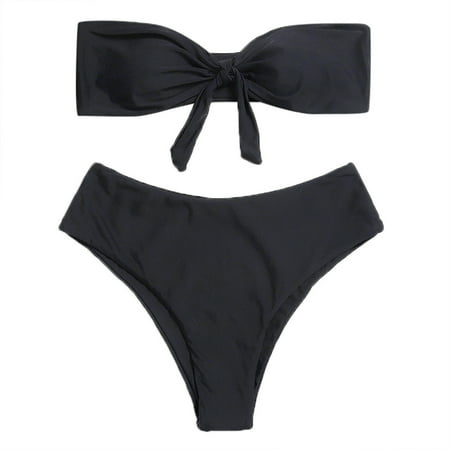 

VKEKIEO Two-Piece Sets Swimsuit Sport Bra Style Lift Black S