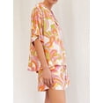 thumbnail image 6 of Yunliwuli Women's 2 Piece Lounge Set Short Sleeve Lapel Tops Pattern Print Shorts Sleepwear Sets, 6 of 10