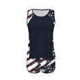 thumbnail image 6 of Pounoo Patriotic Two Piece Swimsuits Women American Flag Print Sleeveless Tops High Waisted Shorts Tankini Sets Beach Wear Gift, 6 of 7