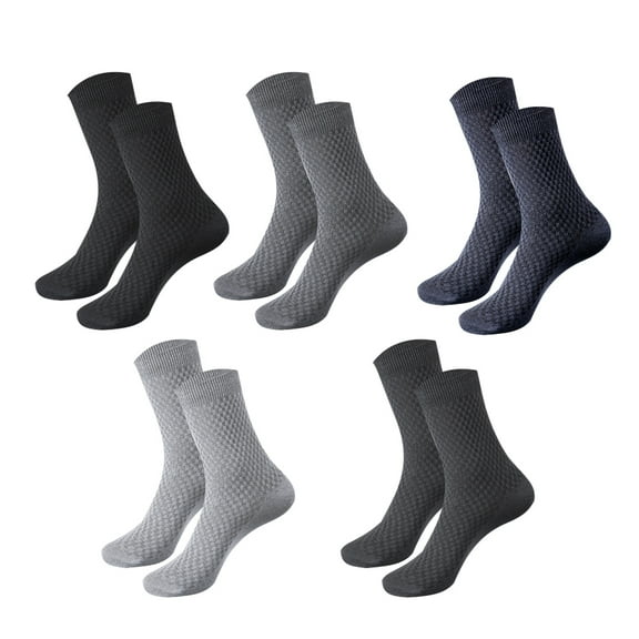 harmtty 5Pairs Men Bamboo Fiber Cozy Sweat Odor Resistant Middle Tube Crew Ankle Socks,Middle Tube