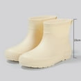 thumbnail image 5 of Dasayo Ankle Booties for Women Waterproof Rain Beige Flat Heel Slip on Fall Booties Womans Shoes 35, 5 of 9