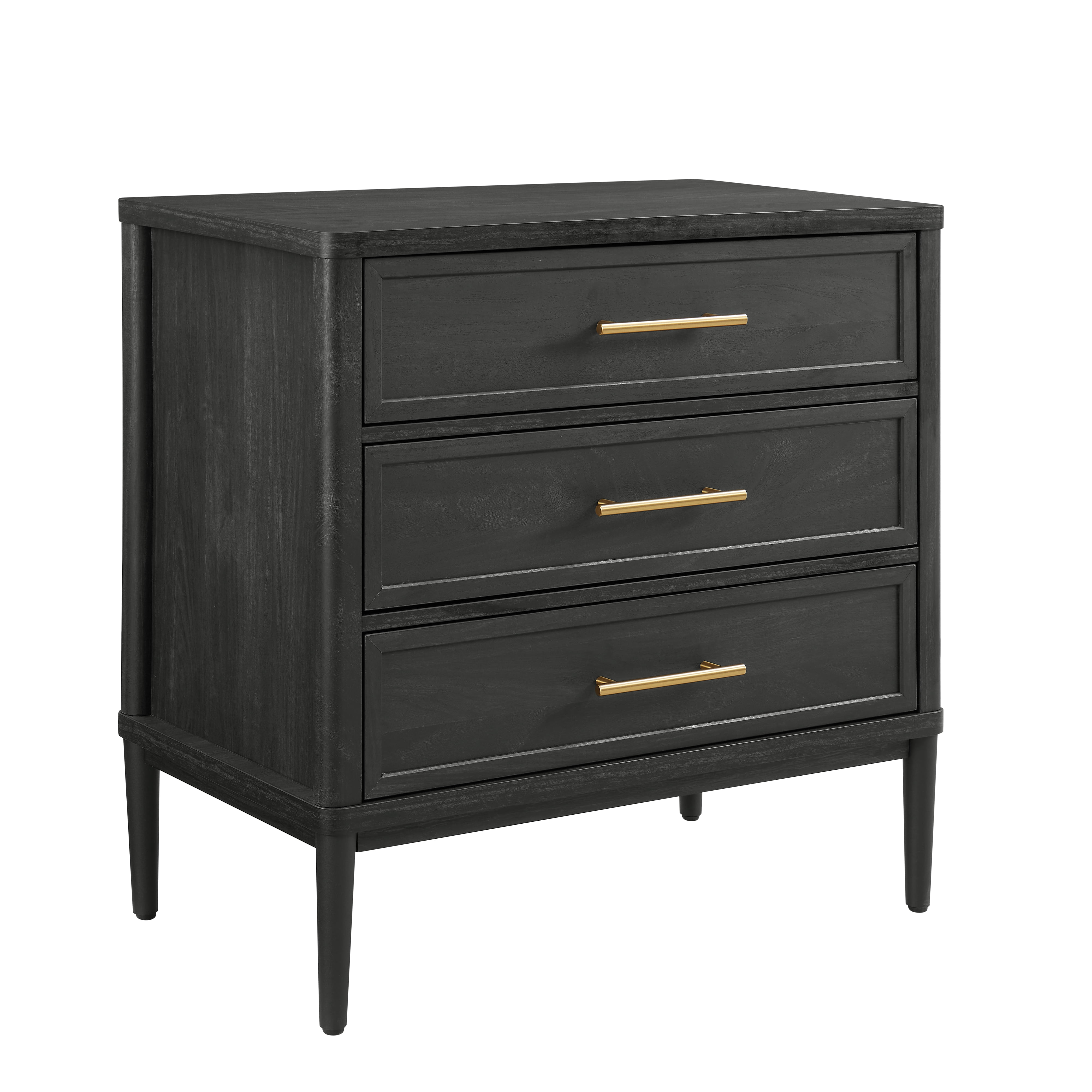 Better Homes & Gardens Oaklee 3-Drawer Nightstand – USB Charging, Charcoal