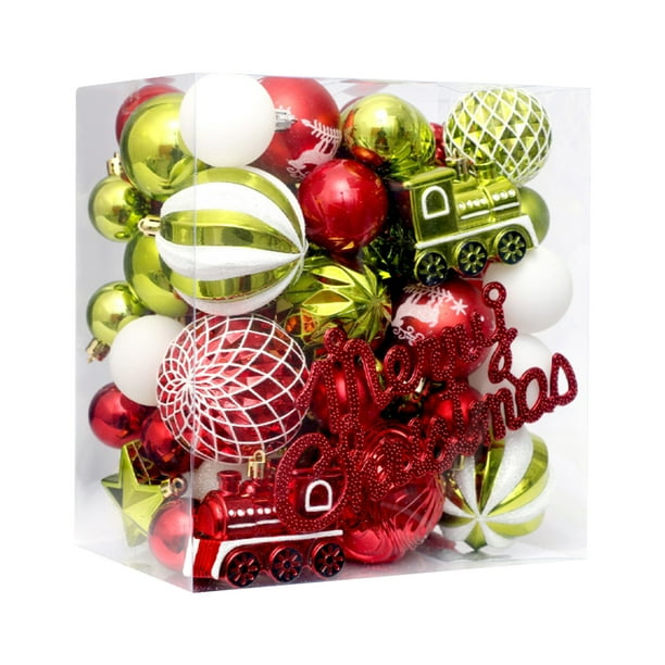 Bolas decorativas para Navidad, juego de 65 bolas navideñas pintadas, juego de adornos colgantes para árbol de Navidad, adornos colgantes para Navidad, decoraciones navideñas para exteriores, decoraci
