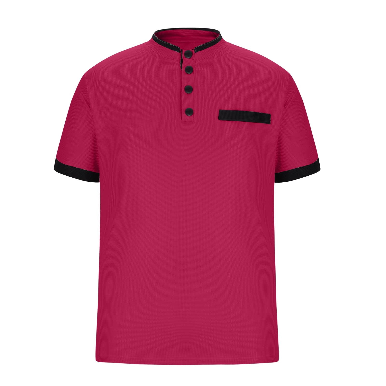 Iugvhana Men's Waffle Stand Collar Polo Shirt Casual Button Up