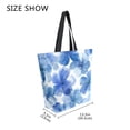 thumbnail image 4 of Open Top Canvas Tote Bag with Zipper Reusable Shopping Bag 13.5x15" Roomy Carryall Watercolor Blue Flowers, 4 of 9