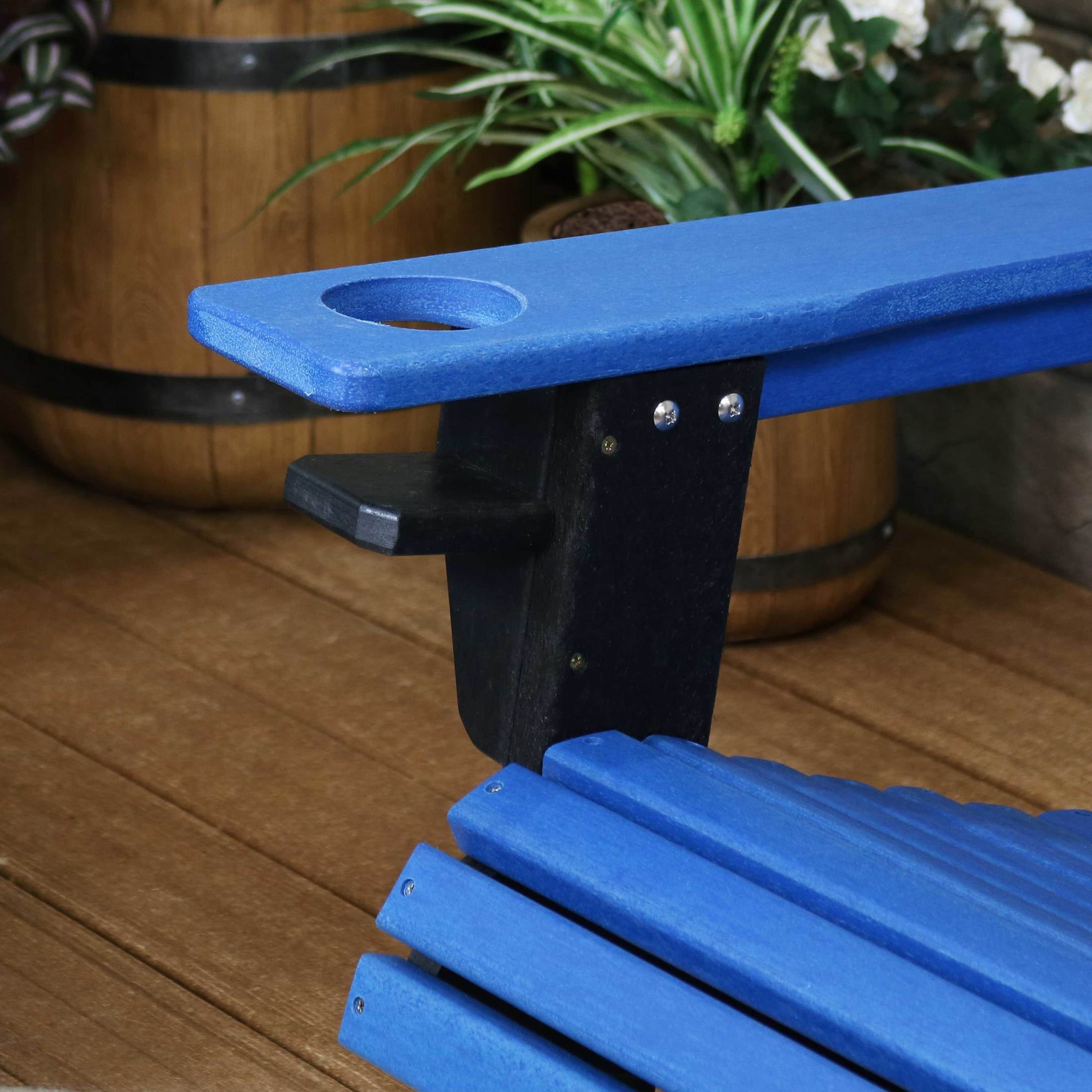 Sunnydaze HDPE Adirondack Chair - Set of 2, Blue/Black