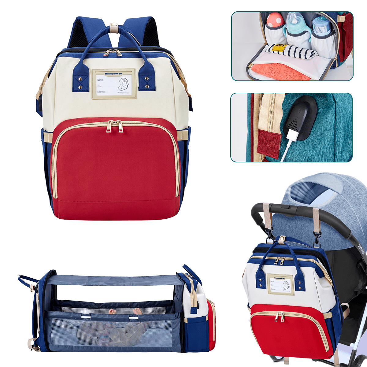 KABAQOO Diaper Bag Tote, Mommy Bag for Hospital & Maternity with 2  Organizing Pouches, Large Waterproof Travel Baby Bag for Mom, Newborn  Registry Baby