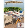 thumbnail image 5 of Outdoor Tablecloth with Umbrella Hole for Patio/Picnic/Party/Camping, 4th of July Floral Waterproof Table Cloth Rectangle Table Cover Washable, Vintage Roses Blue Plaid Patriotic (60"x 102"), 5 of 8