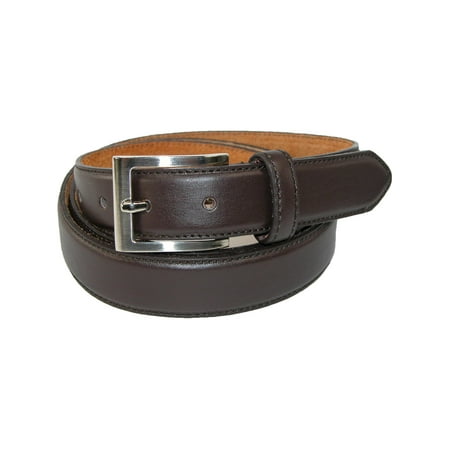CTM - Size 46 Mens Big & Tall Leather Basic Dress Belt with Silver ...