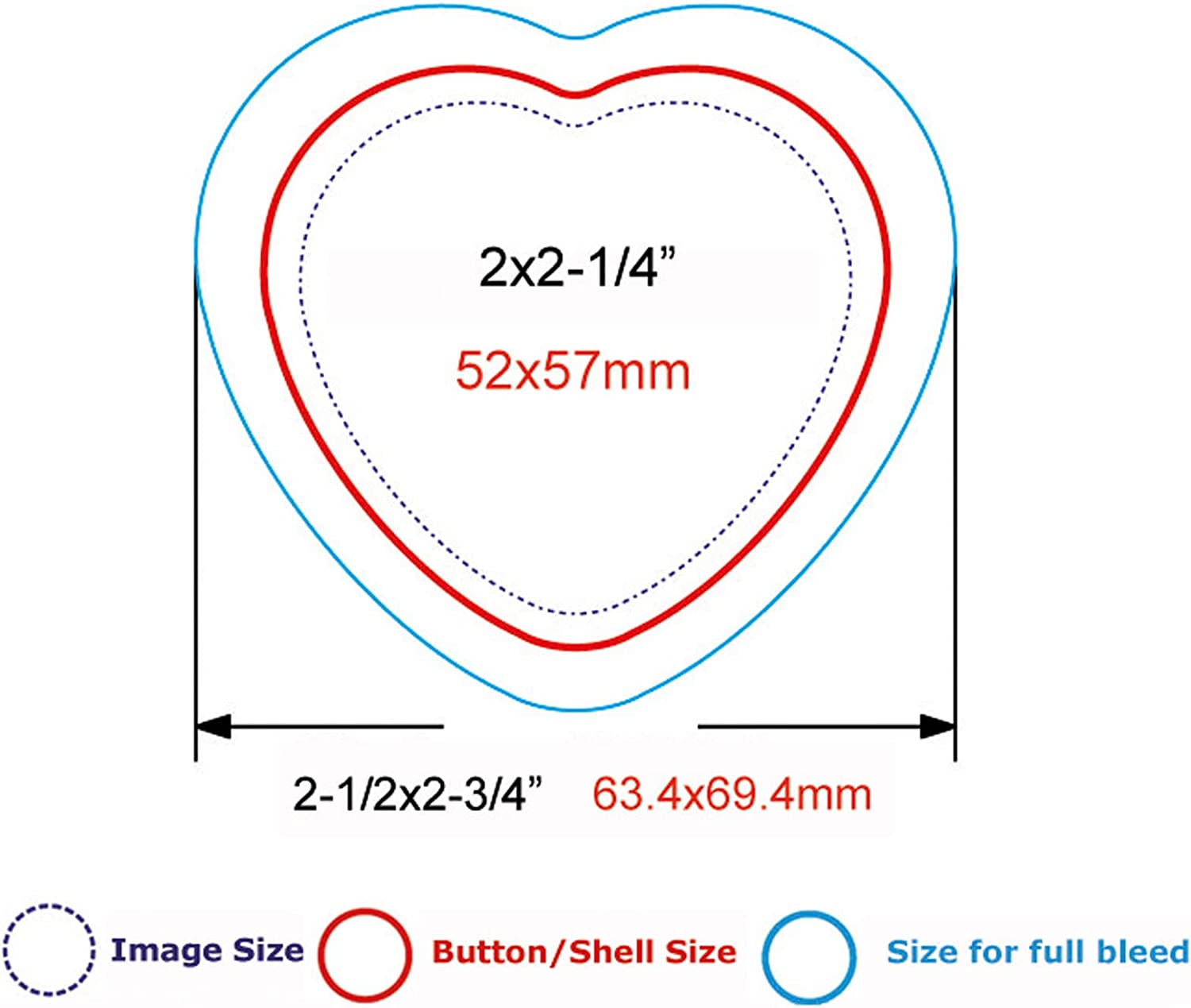 INTSUPERMAI 100pcs Heart Shape Metal Tin Button Pin Badge