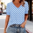thumbnail image 2 of Qtocio Womens Casual Tops,Solid Color Button Detail V Neck Short Sleeve Shirt Summer Layering Tee Top, 2 of 5