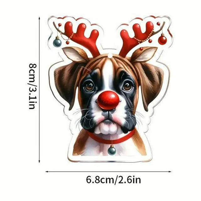 Leodye 1PCS 2D Christmas Decorations Hanging Ornaments Flat Car Rear View Mirror Accessories Christmas Tree Ornament Decoration Hanging Rearview Pendant Decor Gift 3.14IN