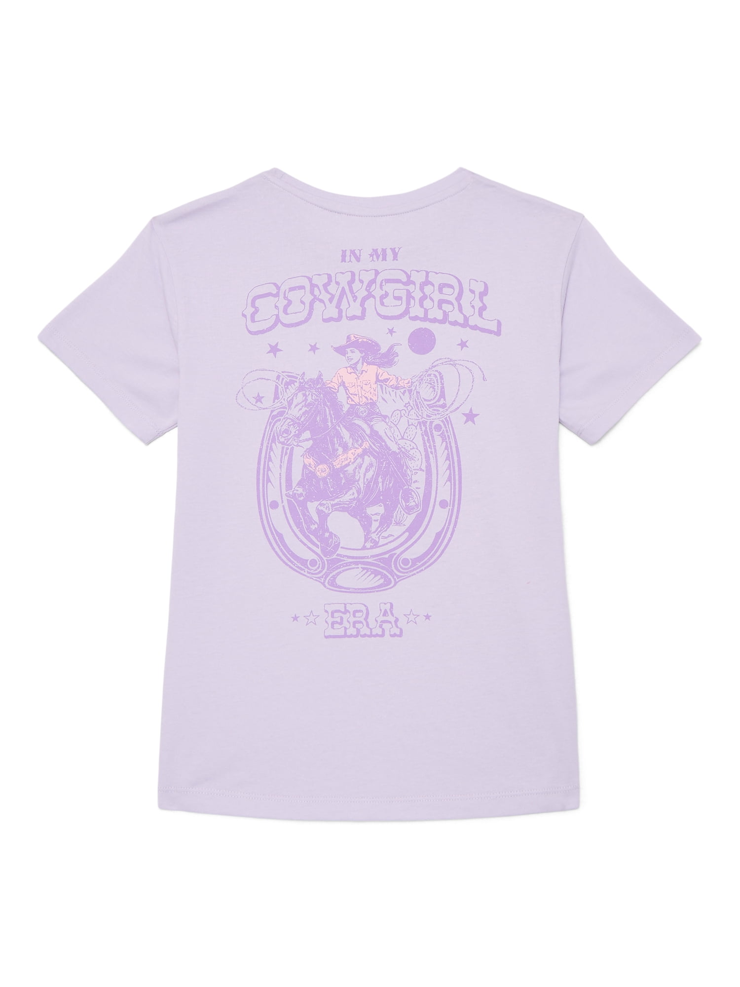Wonder Nation Girls Cowgirl Era Graphic T-Shirt with Short Sleeves, Sizes 4-18