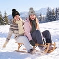 thumbnail image 5 of Loritta 2 Packs Womens Satin Silk Lined Beanie Knit Hat Woman Winter Hat with Pom Black and Gray, 5 of 9