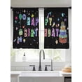 thumbnail image 3 of Happy Birthday Semi Sheer Window Curtains 54 Inches Long, Birthday Gifts Cake Balloons Black Rod Pocket Voile Silky Chiffon Curtain Light Filtering Drapes for Living Room, Kitchen, 52"x54", 2 Panels, 3 of 9