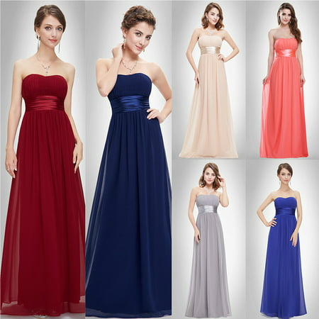 Ever-Pretty Womens Elegant Long Maxi Strapless Summer Wedding Guest Bridesmaid Prom Dresses for Women 09955 Blue US 4