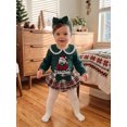 thumbnail image 5 of RUINIXCW Newborn Baby Girl My First Christmas Outfit Infant Bay Girls Fall Winter Clothes Peter Pan Collar Long Sleeve Romper Plaid Ruffled Skirt Headband Set, 5 of 10