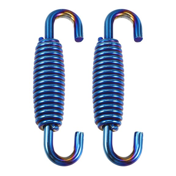 2 Pcs Motorcycles Universal Exhaust Pipe Spring 55mm 2.17" Stainless Steel Exhaust Pipe Spring Hook Blue