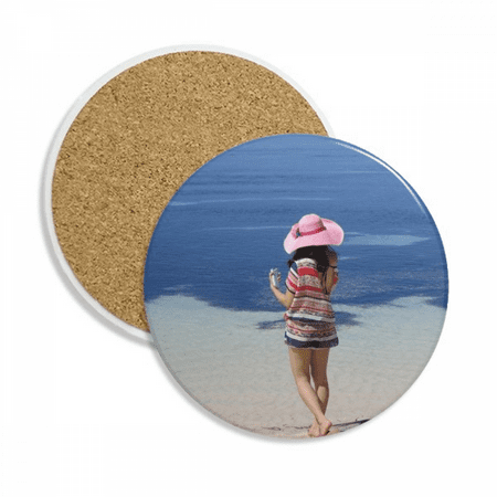 

Beach Wave Ellie Yao Sea Back Sight Coaster Cup Mug Tabletop Protection Absorbent Stone