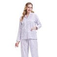 thumbnail image 6 of GLOBAL Women's Flannel Pajamas Set 100% Cotton PJs for Women Loungewear Long Sleeve Button Drawstring Waist Warm Sleepwear Purple Flower XXL, 6 of 7