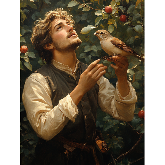 Qisvanset Framed Canvas Wall Art 12x16 Inch Birds of The Air William Morris Bible Verse Art