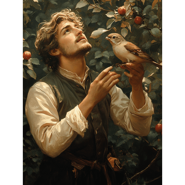 Qisvanset Framed Canvas Wall Art 12x16 Inch Birds of The Air William Morris Bible Verse Art