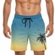 thumbnail image 4 of Ceisia Men's Gradient Palm Tree Print Beach Shorts | 4-Way Stretch Drawstring Swim Trunks (Blue-Green-Yellow) Gifts, 4 of 5