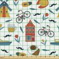 thumbnail image 2 of Ambesonne Colorful Fabric by the Yard Upholstery, Famous Dutch Motifs Image, 1 Yard, White and Multicolor, 2 of 5