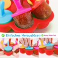 thumbnail image 4 of Molde de silicona multifuncional para helados para congelar y almacenar alimentos para bebés y preparar helados - Tapa de silicona + palitos de colores - Contenedor sin BPA, 4 of 5