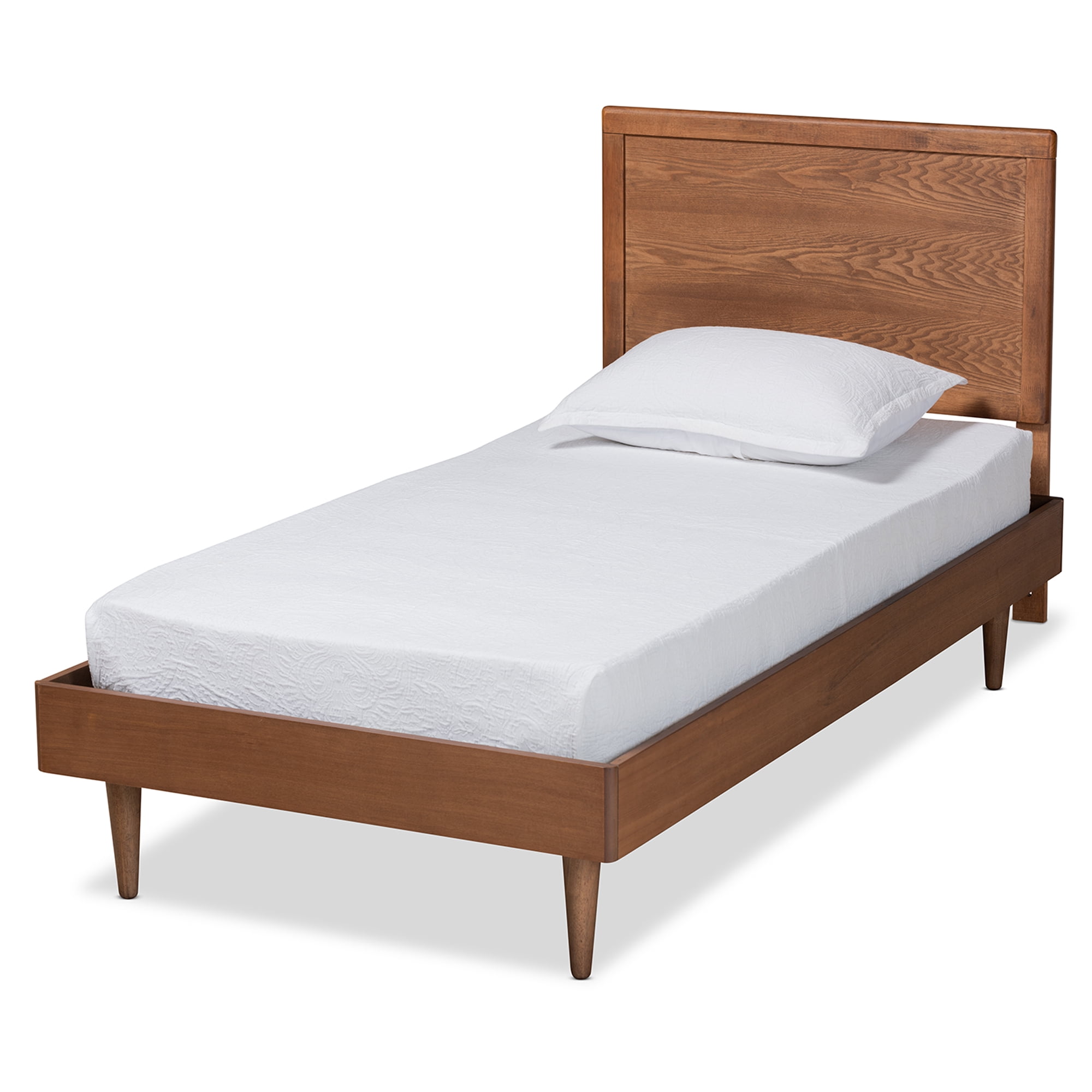 Baxton Studio Hiro Modern Engineered Wood Platform Bed, Twin, Walnut Brown
