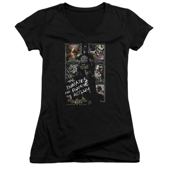 Batman Aa Running The Asylum Junior Women's T-Shirt V-Neck Black